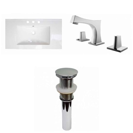 American Imaginations 32-in. W 3H8-in. Ceramic Top Set In White Color - Drain Incl. AI-32518